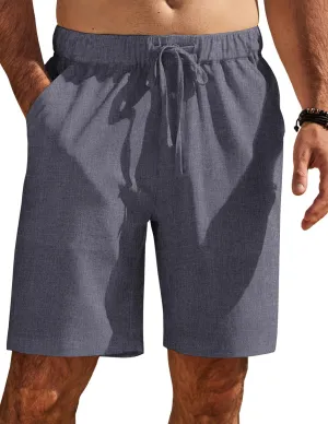 COOFANDY Mens Casual Shorts Elastic Waist Drawstring Shorts Summer Beach Linen Shorts