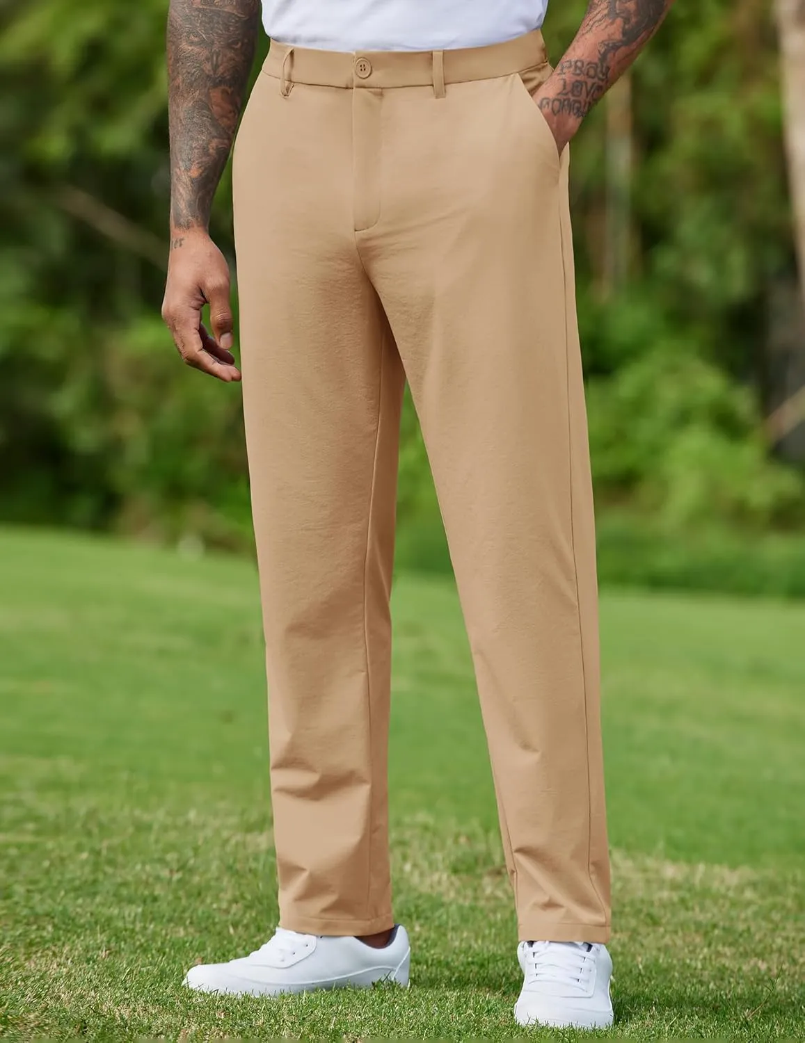 COOFANDY Mens Golf Pants Stretch Work Dress Pants Quick Dry Lightweight Pants Casual Slim Fit Slacks with Pockets