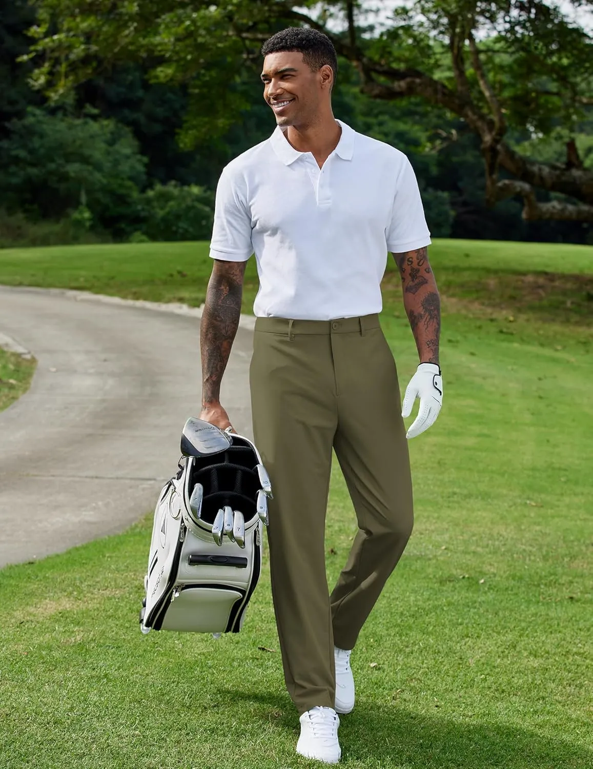 COOFANDY Mens Golf Pants Stretch Work Dress Pants Quick Dry Lightweight Pants Casual Slim Fit Slacks with Pockets