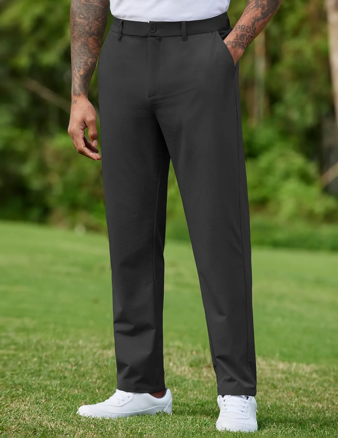 COOFANDY Mens Golf Pants Stretch Work Dress Pants Quick Dry Lightweight Pants Casual Slim Fit Slacks with Pockets