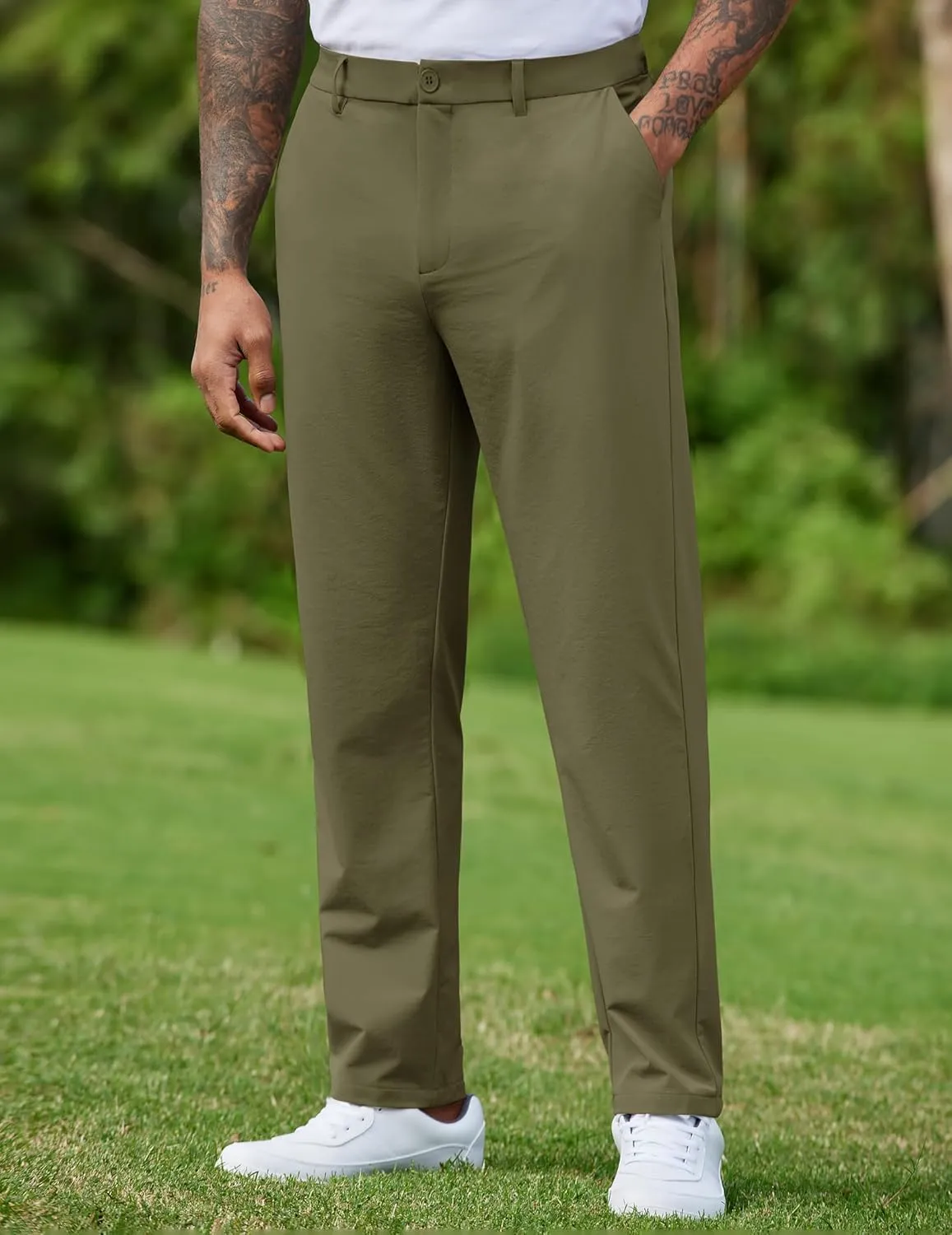 COOFANDY Mens Golf Pants Stretch Work Dress Pants Quick Dry Lightweight Pants Casual Slim Fit Slacks with Pockets