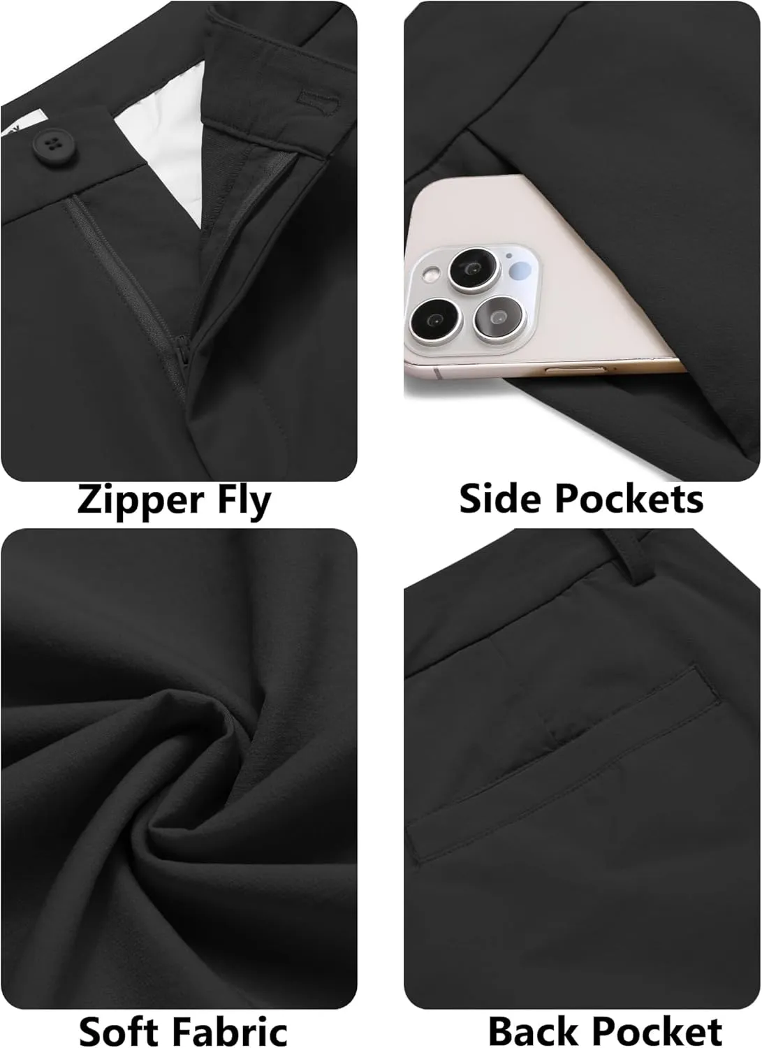 COOFANDY Mens Golf Pants Stretch Work Dress Pants Quick Dry Lightweight Pants Casual Slim Fit Slacks with Pockets