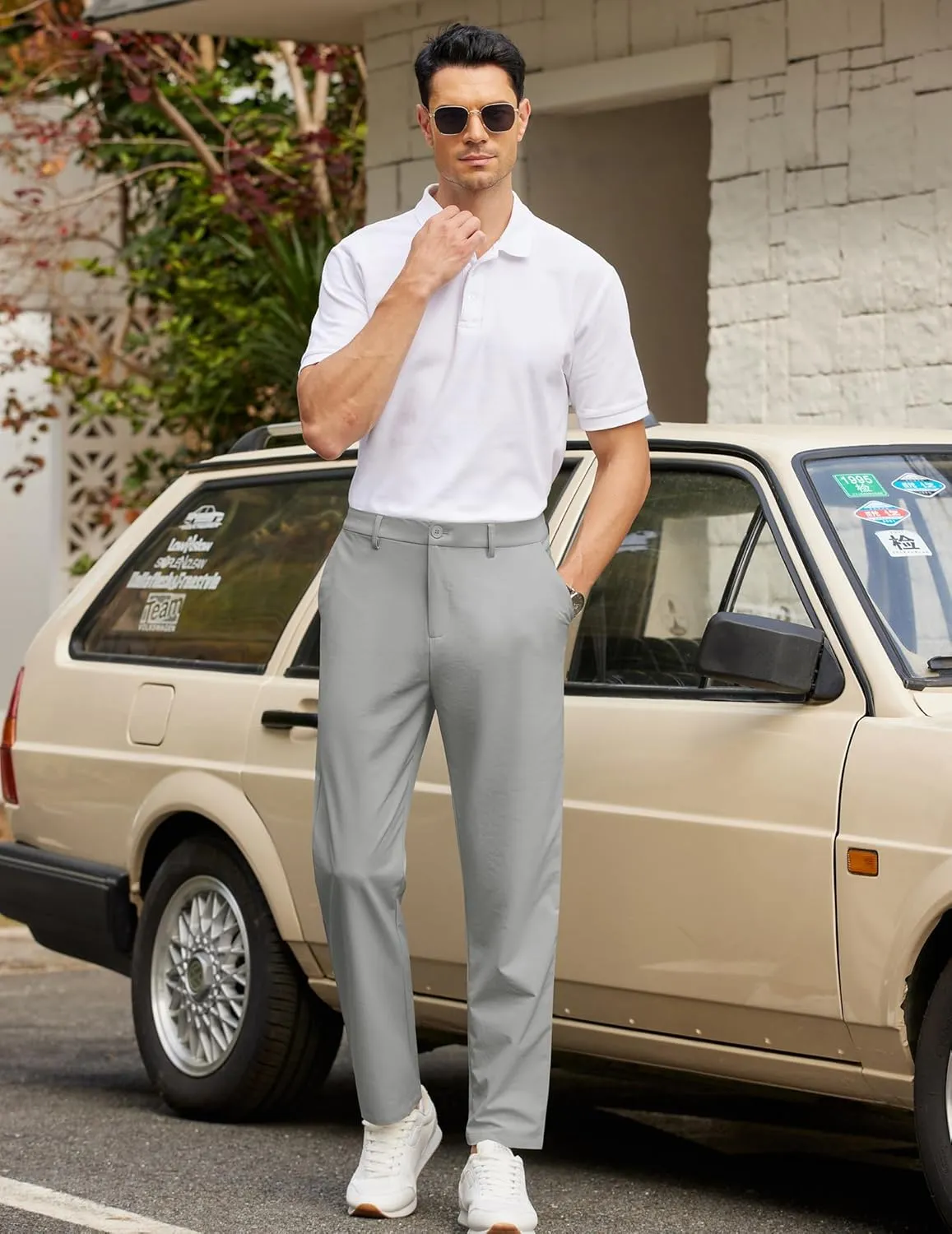 COOFANDY Mens Golf Pants Stretch Work Dress Pants Quick Dry Lightweight Pants Casual Slim Fit Slacks with Pockets