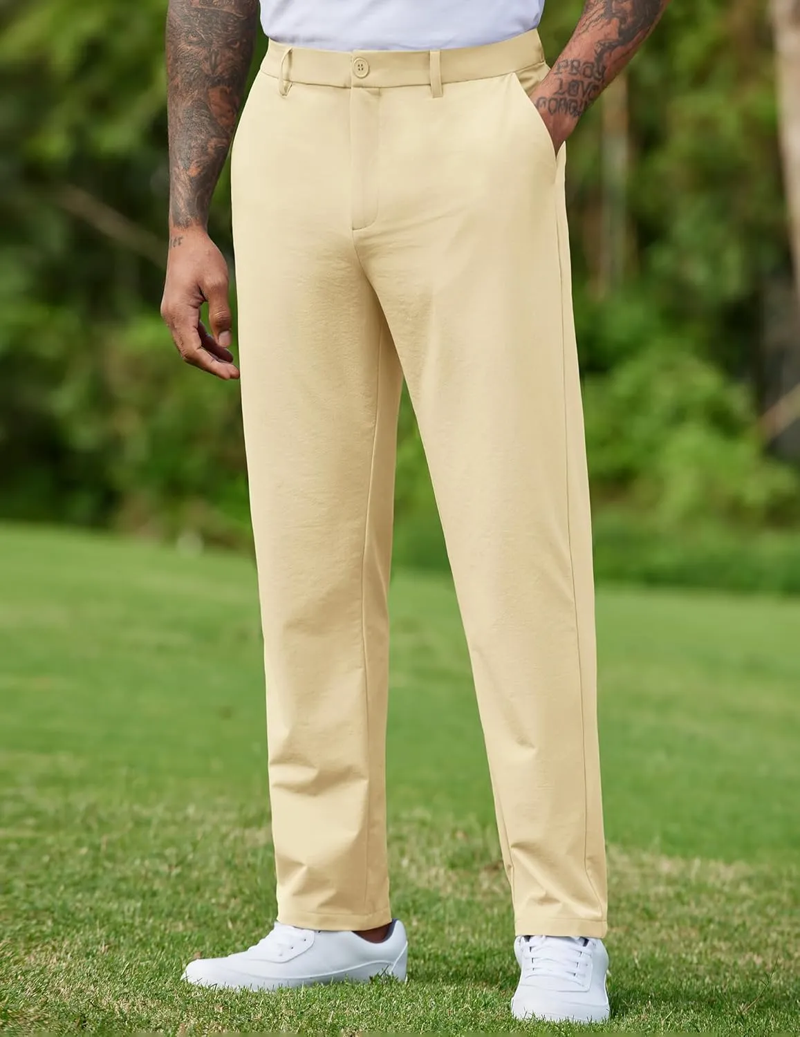 COOFANDY Mens Golf Pants Stretch Work Dress Pants Quick Dry Lightweight Pants Casual Slim Fit Slacks with Pockets