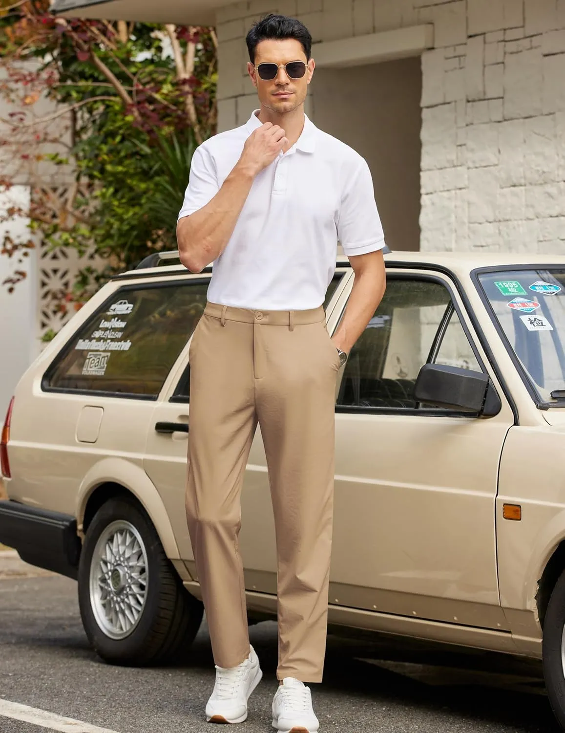 COOFANDY Mens Golf Pants Stretch Work Dress Pants Quick Dry Lightweight Pants Casual Slim Fit Slacks with Pockets