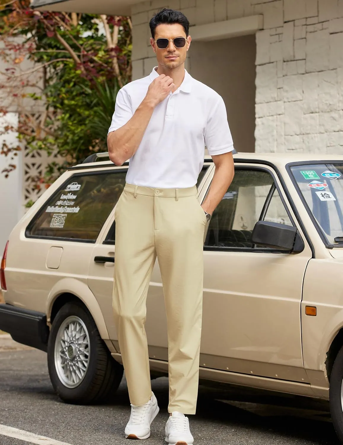 COOFANDY Mens Golf Pants Stretch Work Dress Pants Quick Dry Lightweight Pants Casual Slim Fit Slacks with Pockets