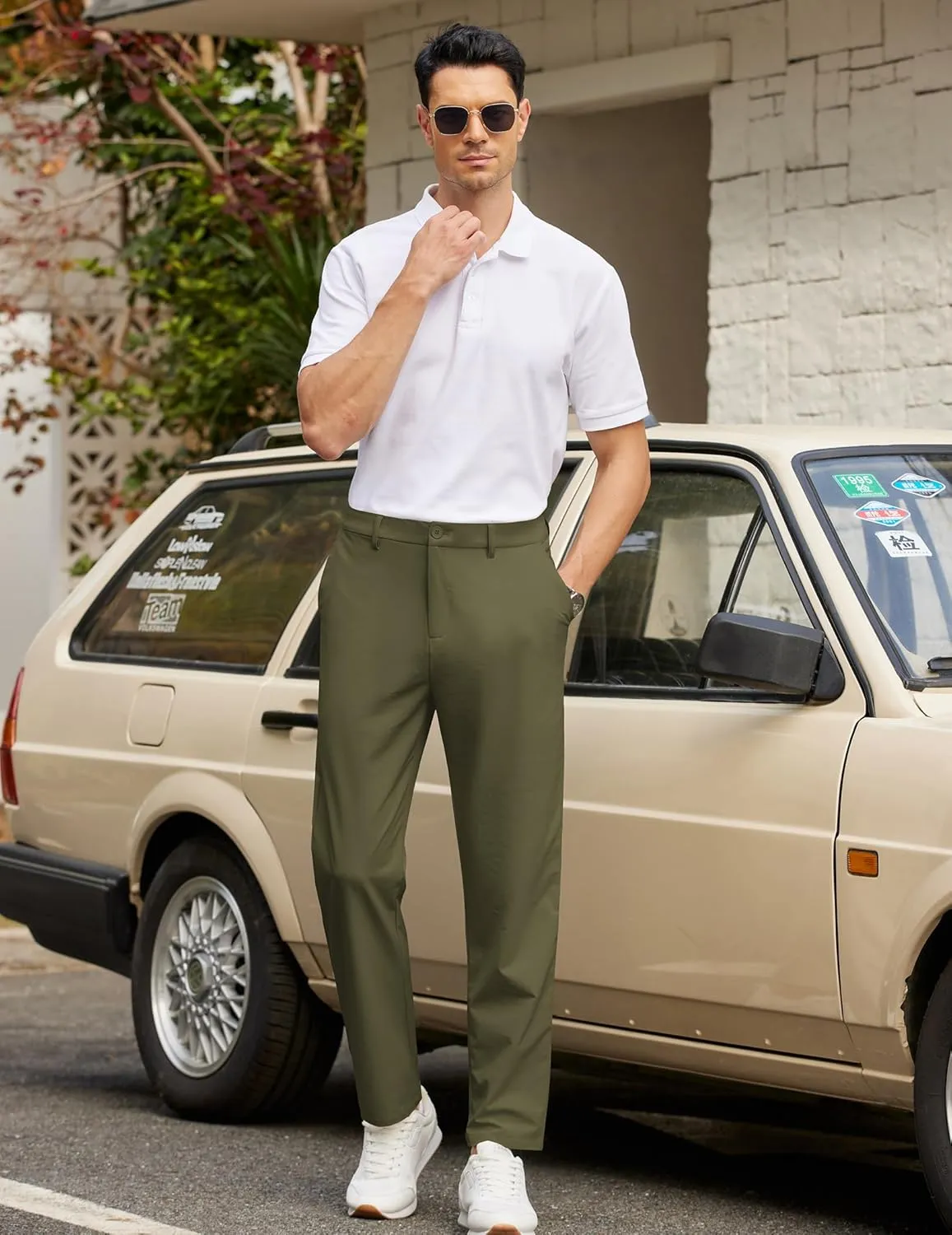 COOFANDY Mens Golf Pants Stretch Work Dress Pants Quick Dry Lightweight Pants Casual Slim Fit Slacks with Pockets