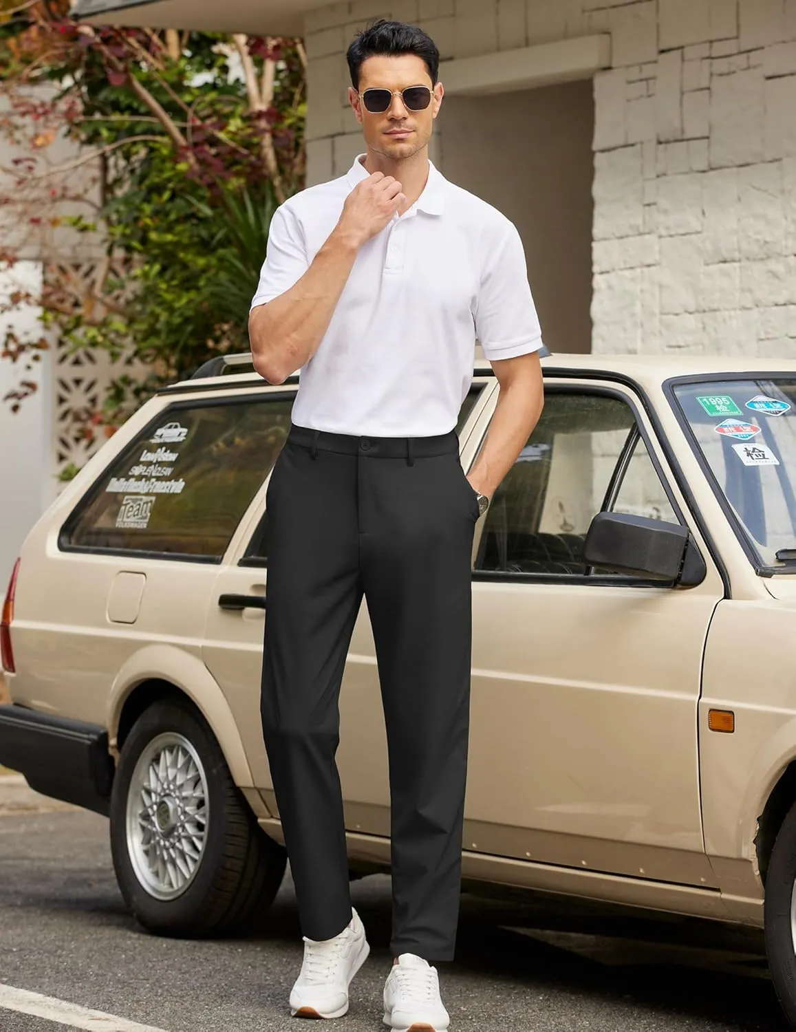 COOFANDY Mens Golf Pants Stretch Work Dress Pants Quick Dry Lightweight Pants Casual Slim Fit Slacks with Pockets