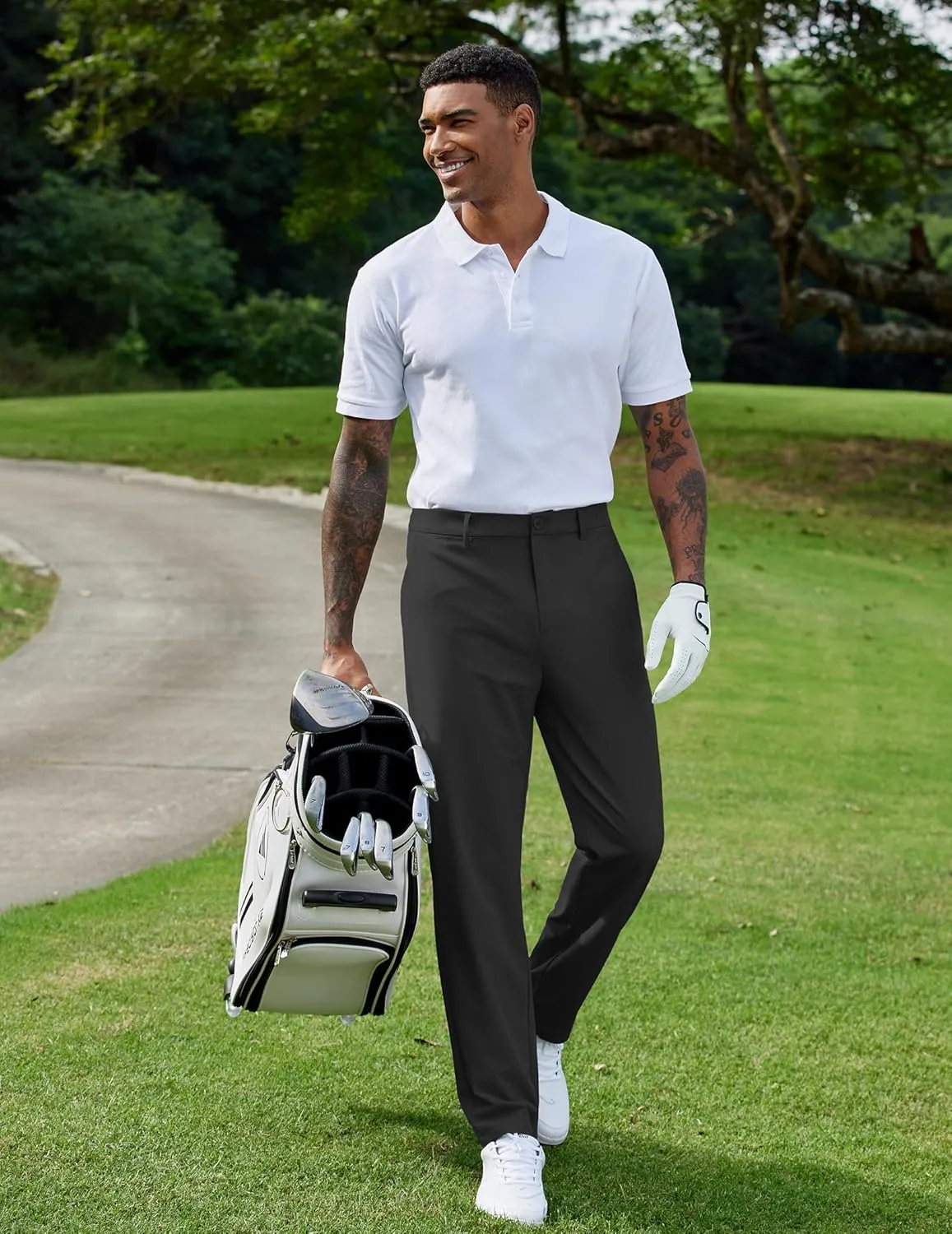 COOFANDY Mens Golf Pants Stretch Work Dress Pants Quick Dry Lightweight Pants Casual Slim Fit Slacks with Pockets
