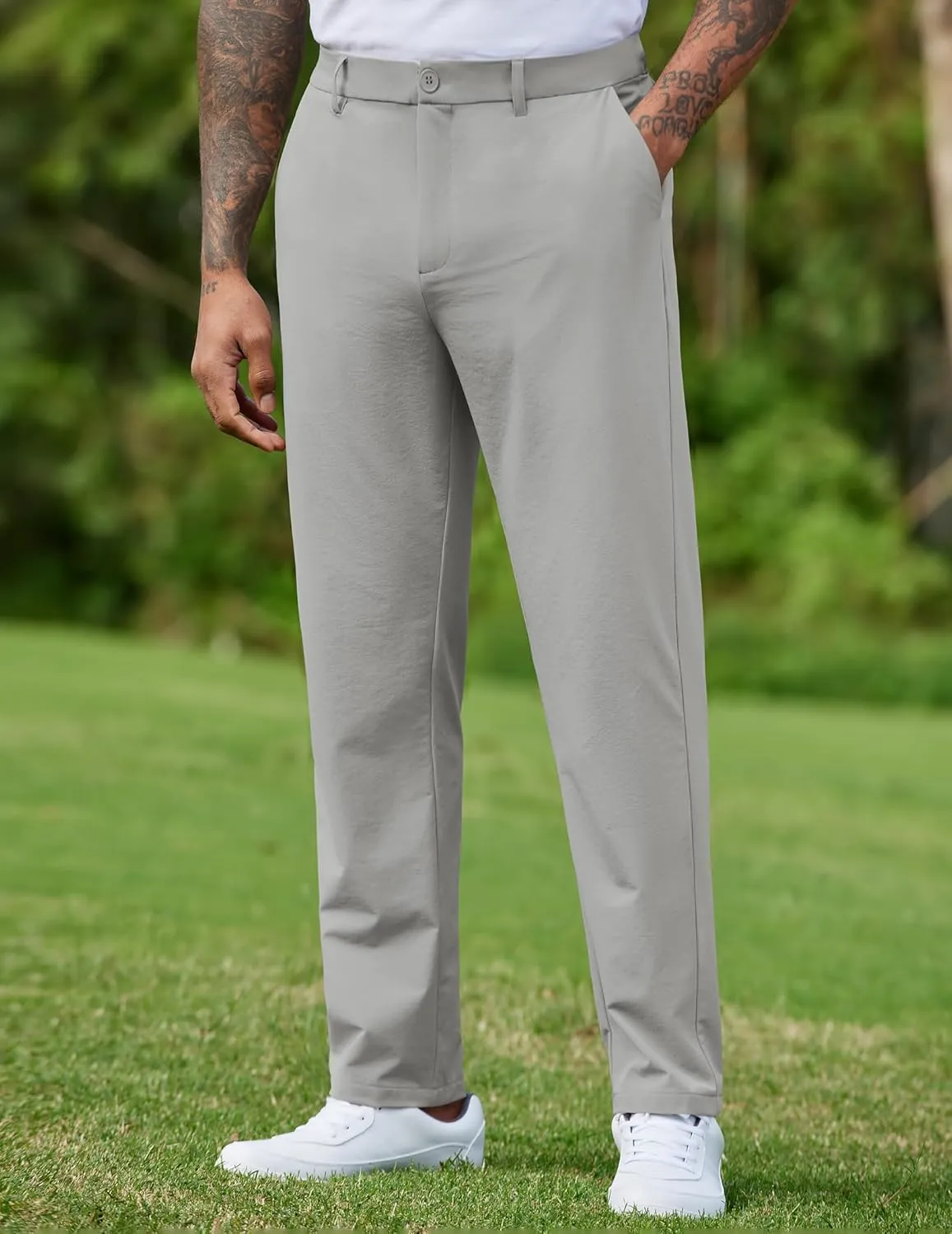 COOFANDY Mens Golf Pants Stretch Work Dress Pants Quick Dry Lightweight Pants Casual Slim Fit Slacks with Pockets