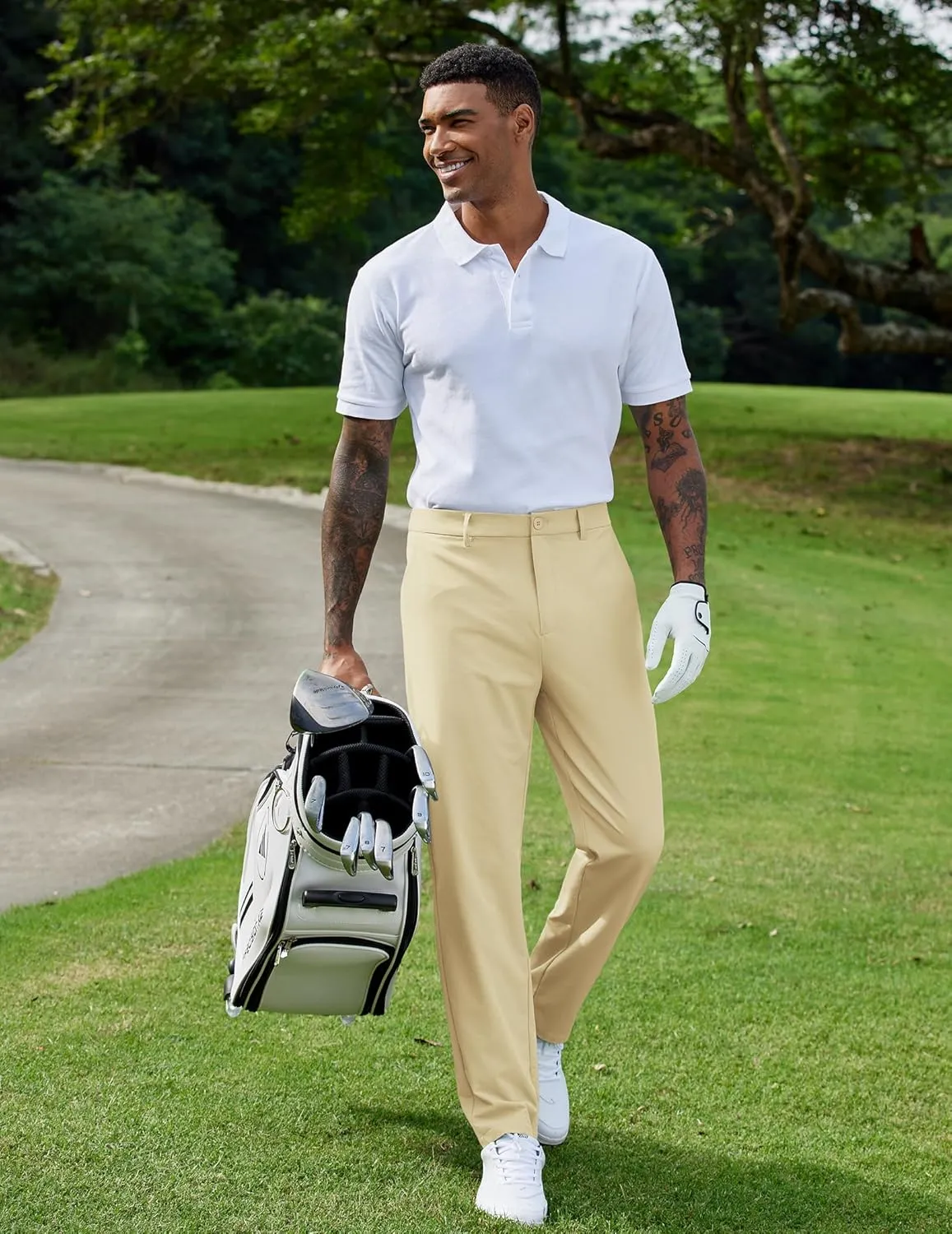COOFANDY Mens Golf Pants Stretch Work Dress Pants Quick Dry Lightweight Pants Casual Slim Fit Slacks with Pockets
