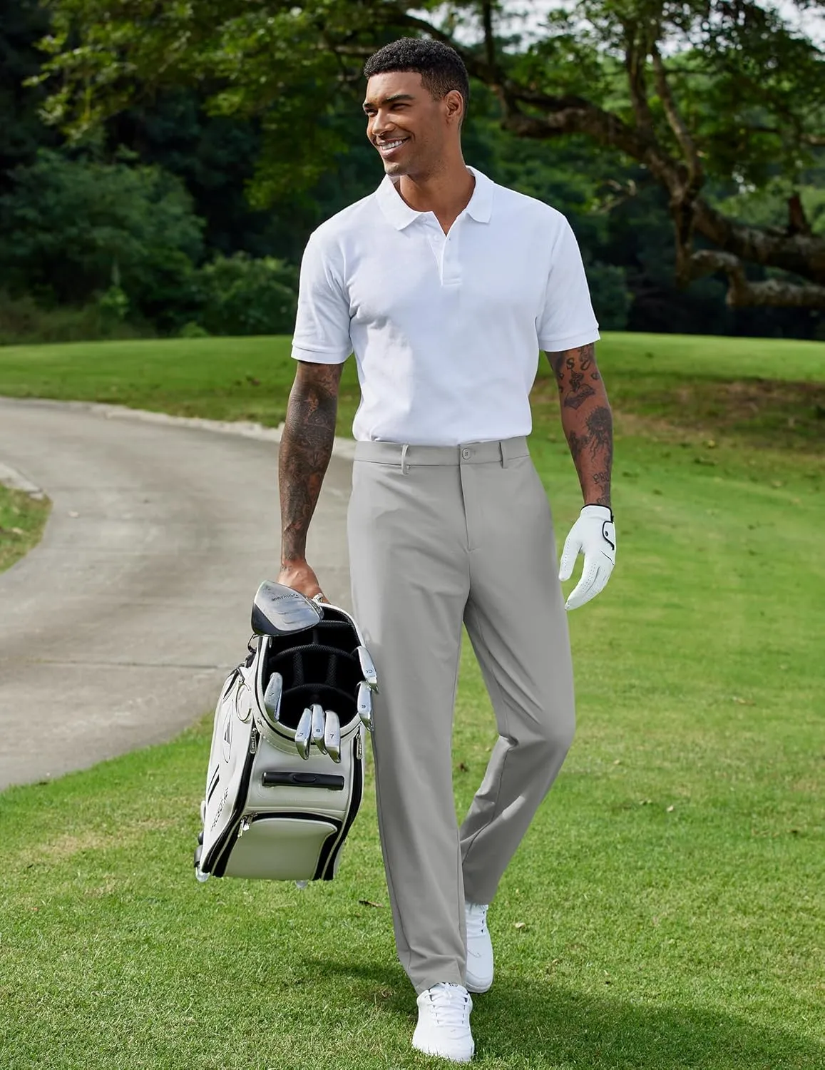 COOFANDY Mens Golf Pants Stretch Work Dress Pants Quick Dry Lightweight Pants Casual Slim Fit Slacks with Pockets