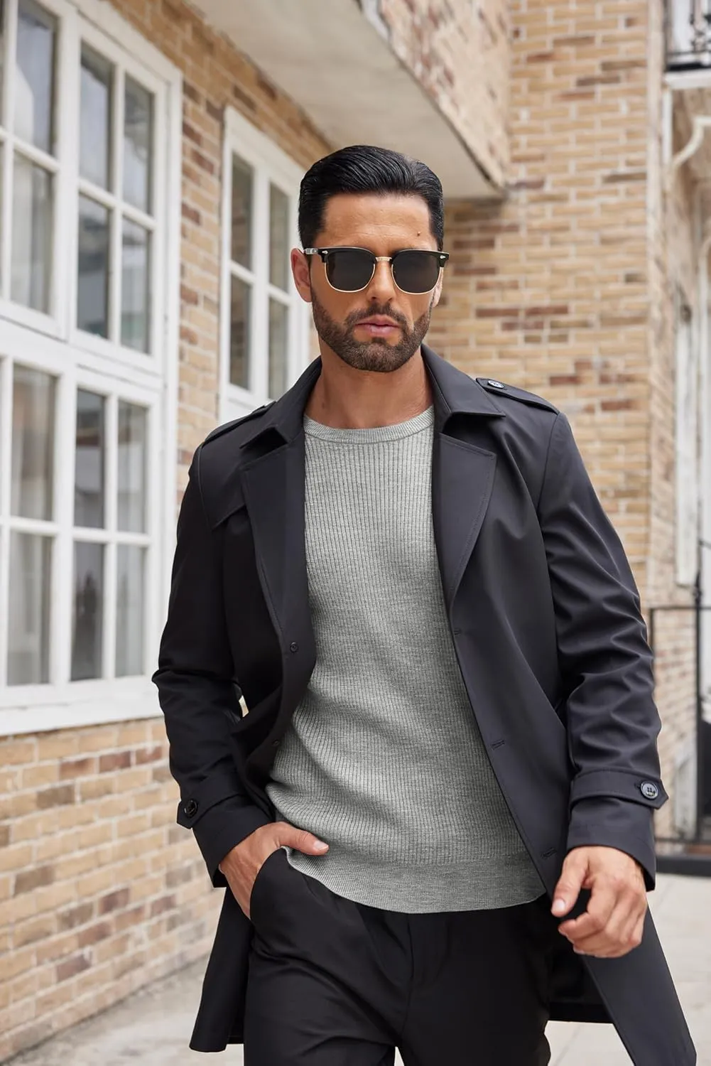 COOFANDY Men's Ribbed Crewneck Sweater Long Sleeve Slim Fit Knitted Pullover Sweater