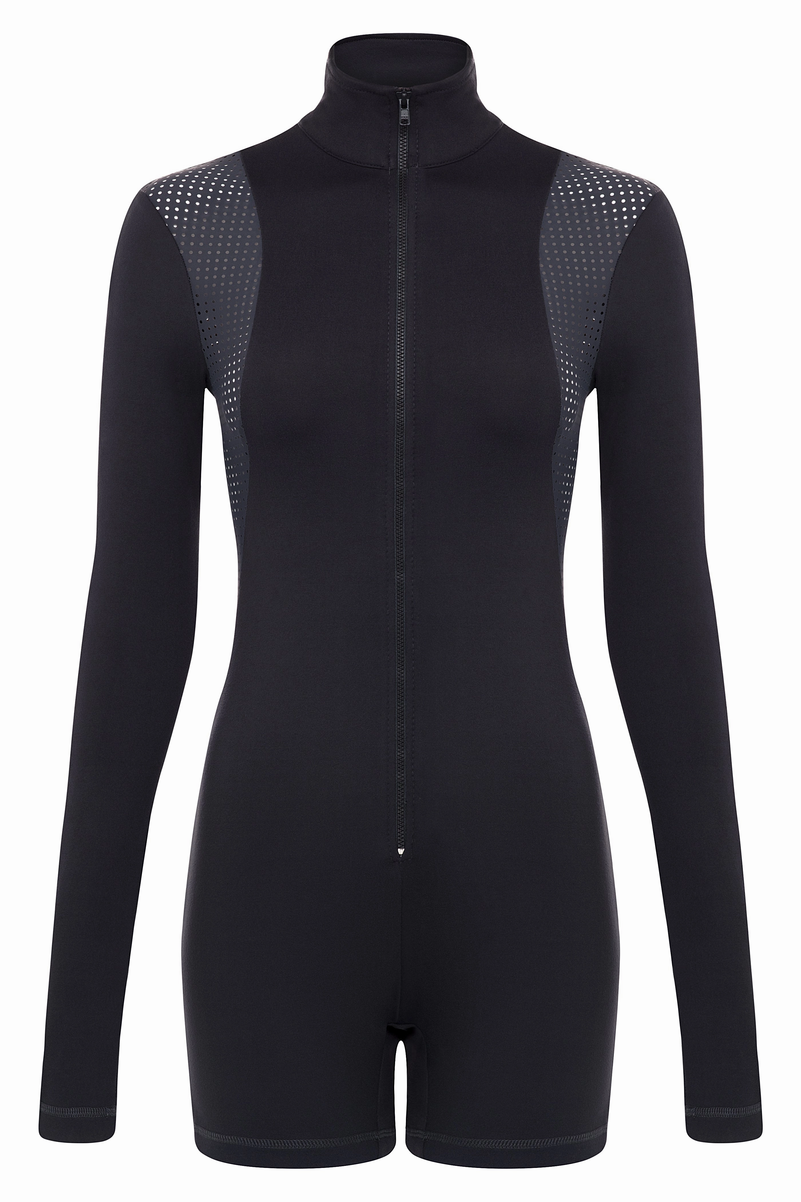 Stretch Street Contour Long Sleeve Romper GUNMETAL