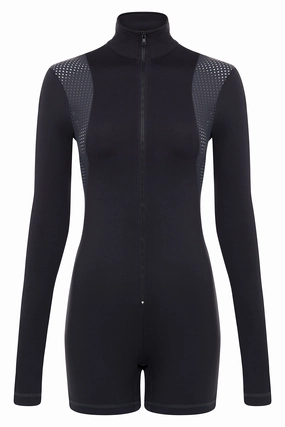 Stretch Street Contour Long Sleeve Romper GUNMETAL
