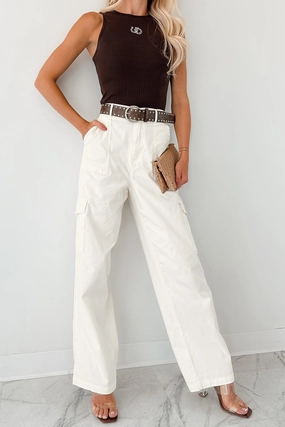 Cool People Only Cargo Pants (Off White) Minimal Design