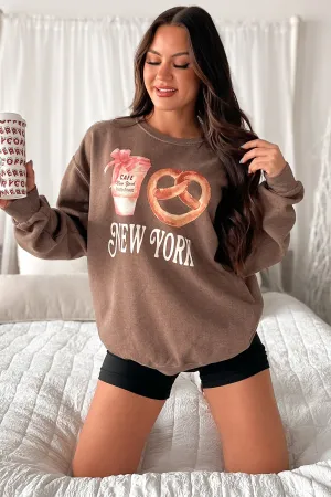 Low Profile Collar PaddedInsulation New York Necessities Graphic Sweatshirt (Coffee)