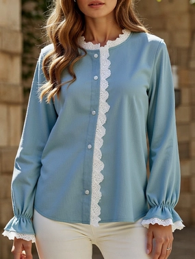 Comfortable Design Cozy Blouse Commuting long-sleeved lace cardigan top