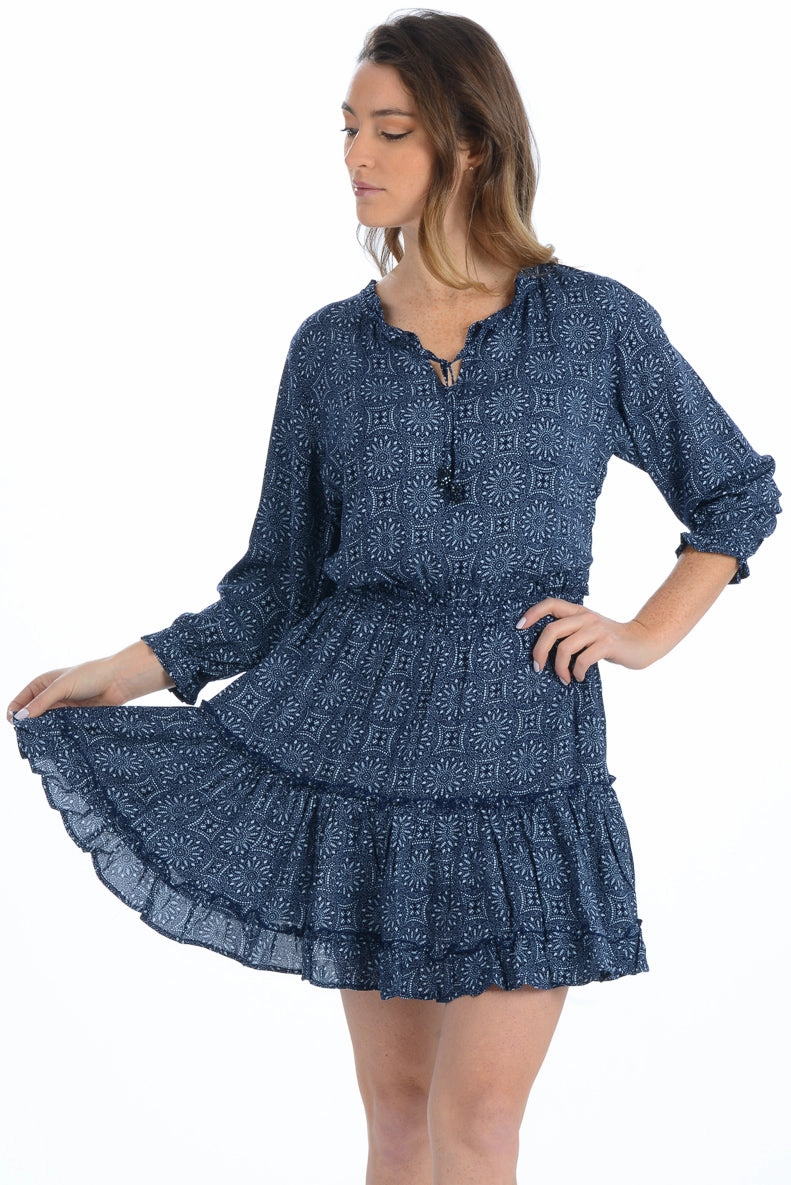 Evening Tone Ibiza Dress / Deep Indigo Medallion