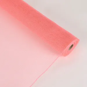 Coral - Floral Mesh Wrap Solid Color ( 10 Inch x 10 Yards )