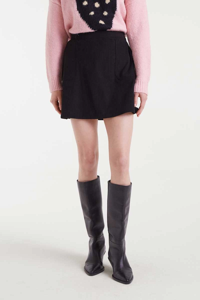 On-The-Go Outfit Clean Mood Corduroy Mini Skirt in Black