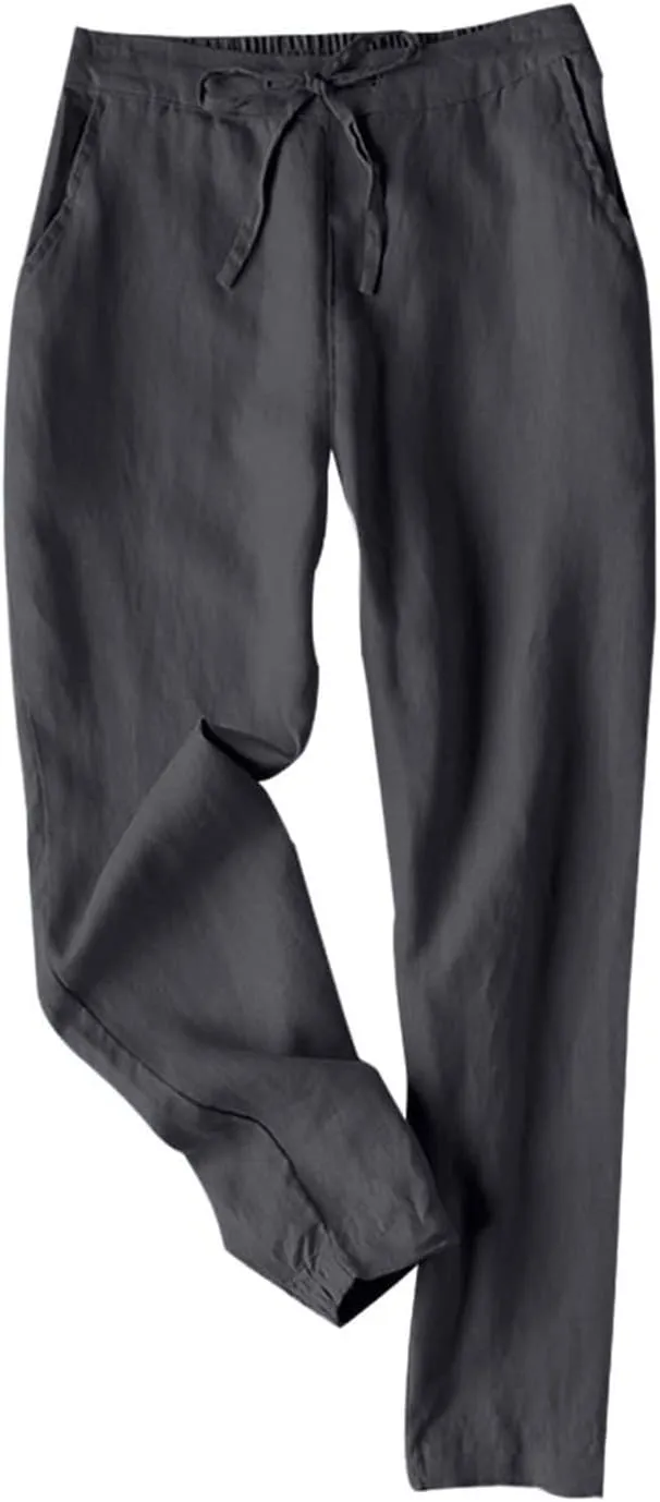 Cotton Linen Wide Leg Pants for Women Petite Length Pants for Women Boho Harem Pant