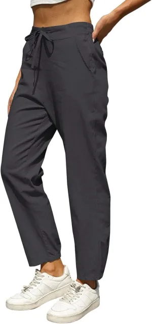 Cotton Linen Wide Leg Pants for Women Petite Length Pants for Women Boho Harem Pant
