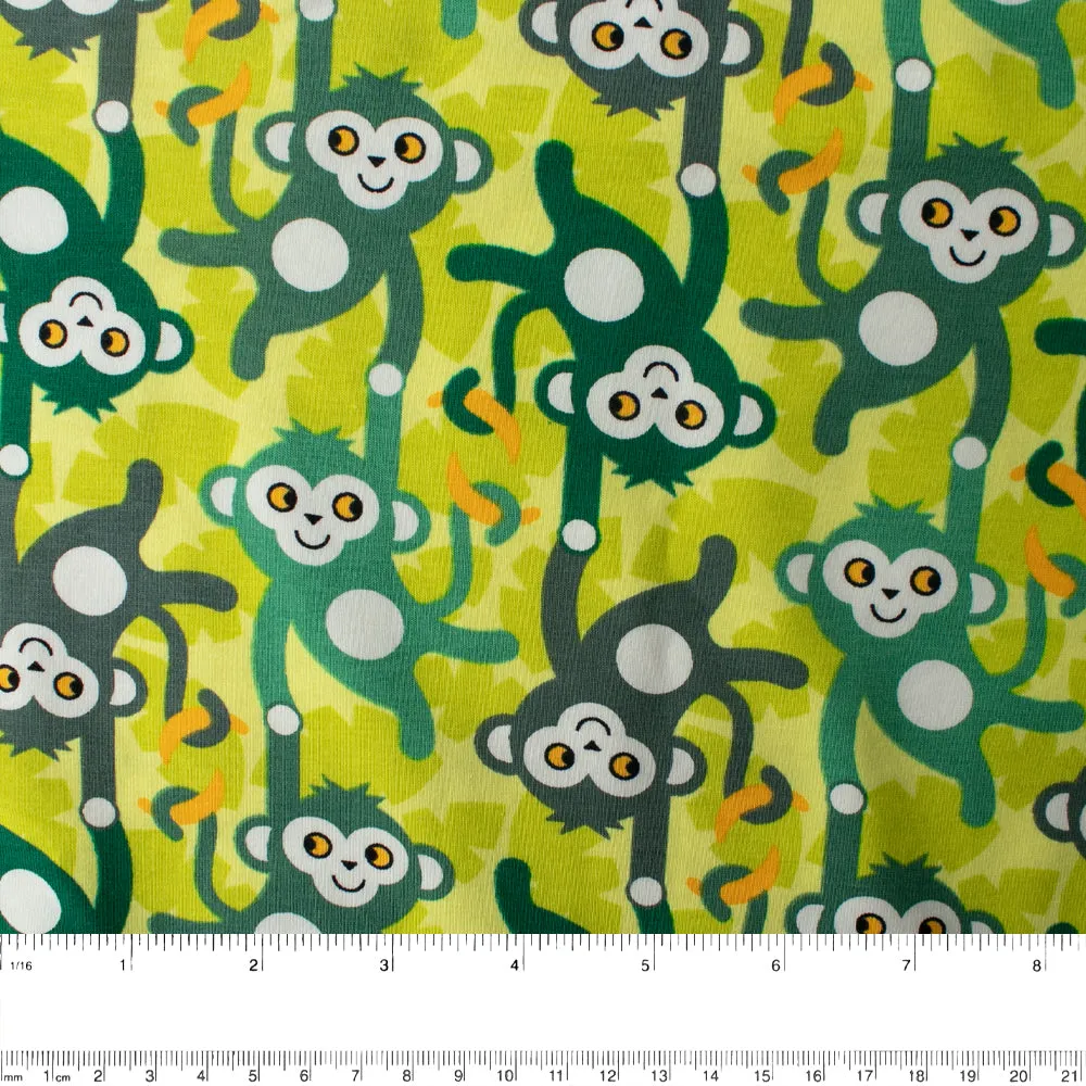 Cotton Lycra Knit Print - IMA-GINE F21 - Monkeys - Green