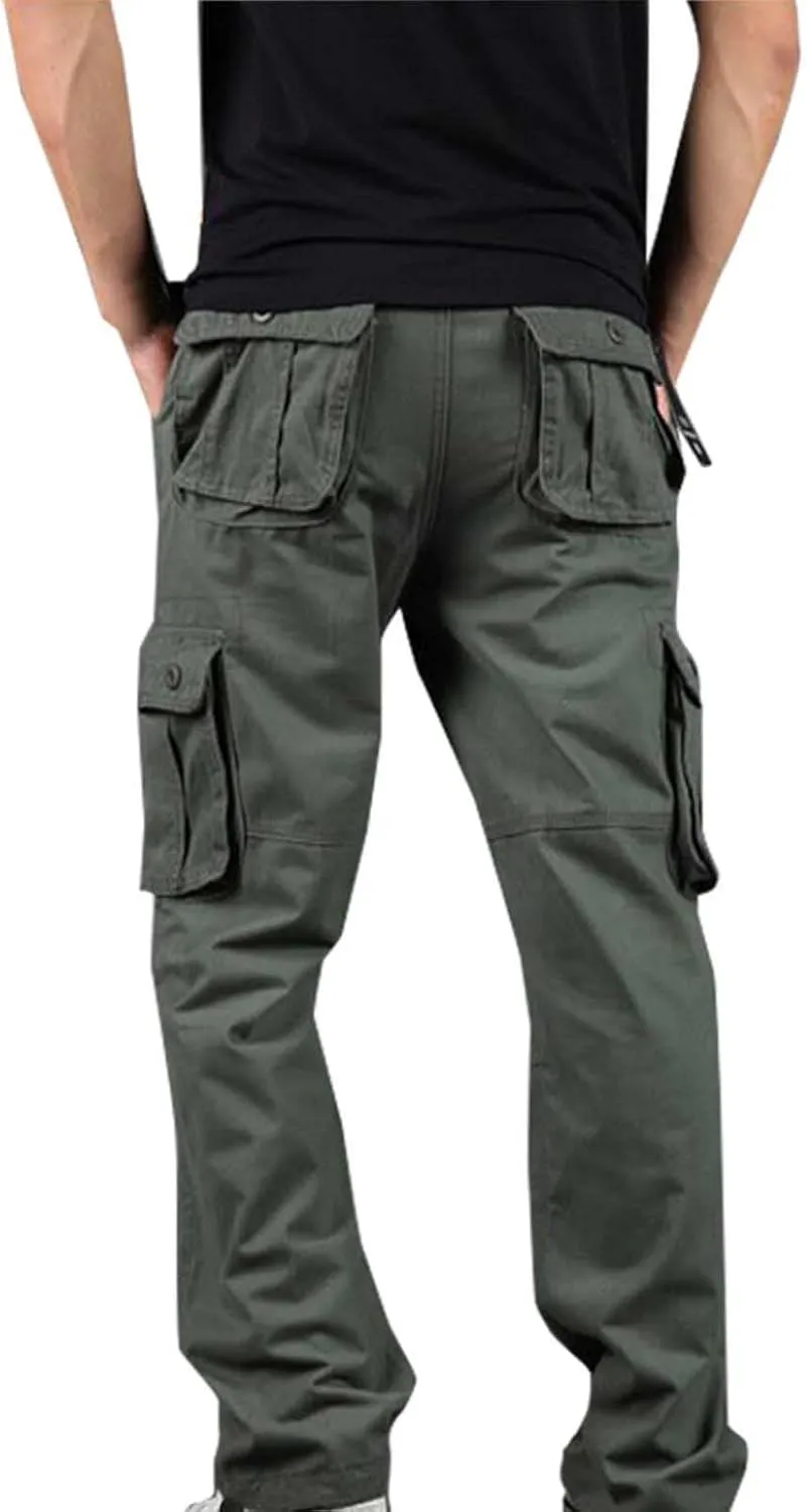 Cotton Men's Relaxed Fit Cargo Pants Multi Pockets Durable Casual Utility Daily Outdoor Work Comfortable Functional