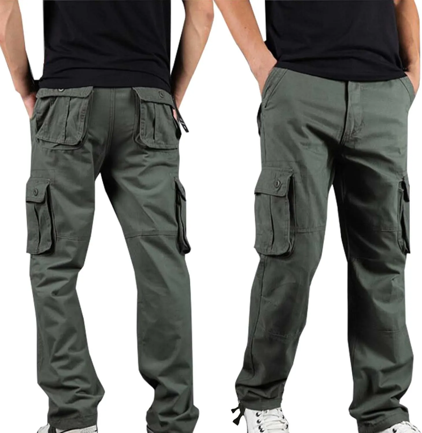 Cotton Men's Relaxed Fit Cargo Pants Multi Pockets Durable Casual Utility Daily Outdoor Work Comfortable Functional