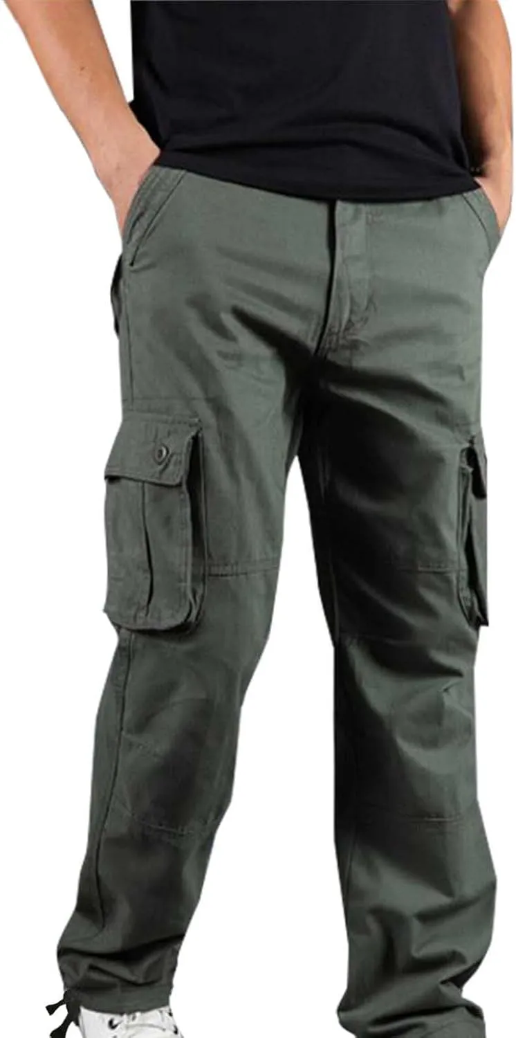 Cotton Men's Relaxed Fit Cargo Pants Multi Pockets Durable Casual Utility Daily Outdoor Work Comfortable Functional