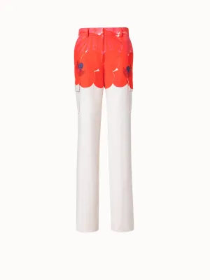 Cotton Silk Double-Face Cargo Pant with Poppy Print