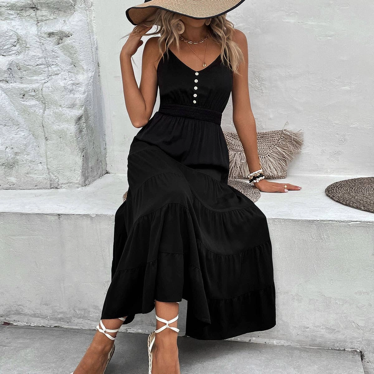 Chic Tailoring COTTON AND LINEN HALTER DRESS_CWDMD1563
