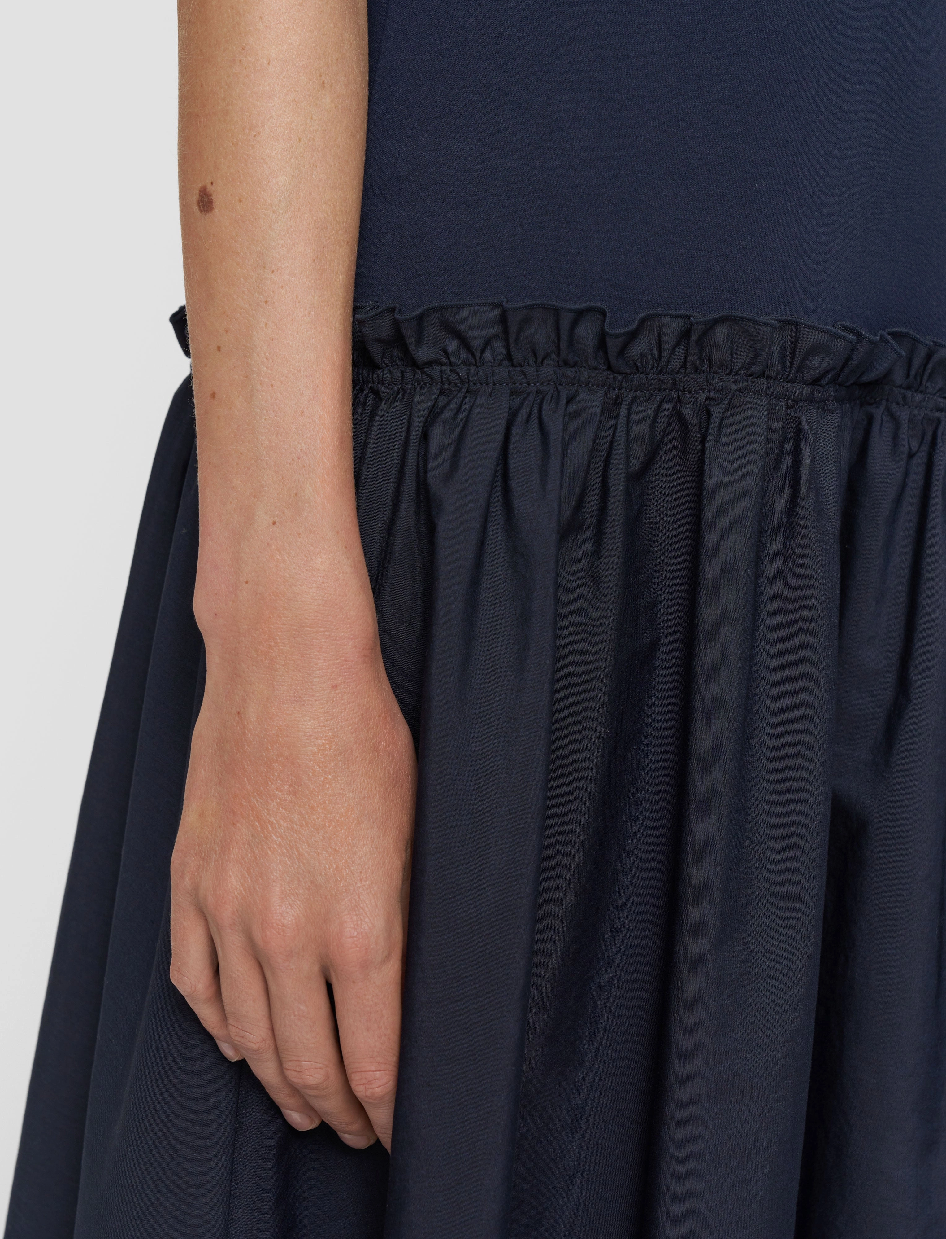 Subtle Touch Neutral Flow Cotton Poplin Jersey Dress