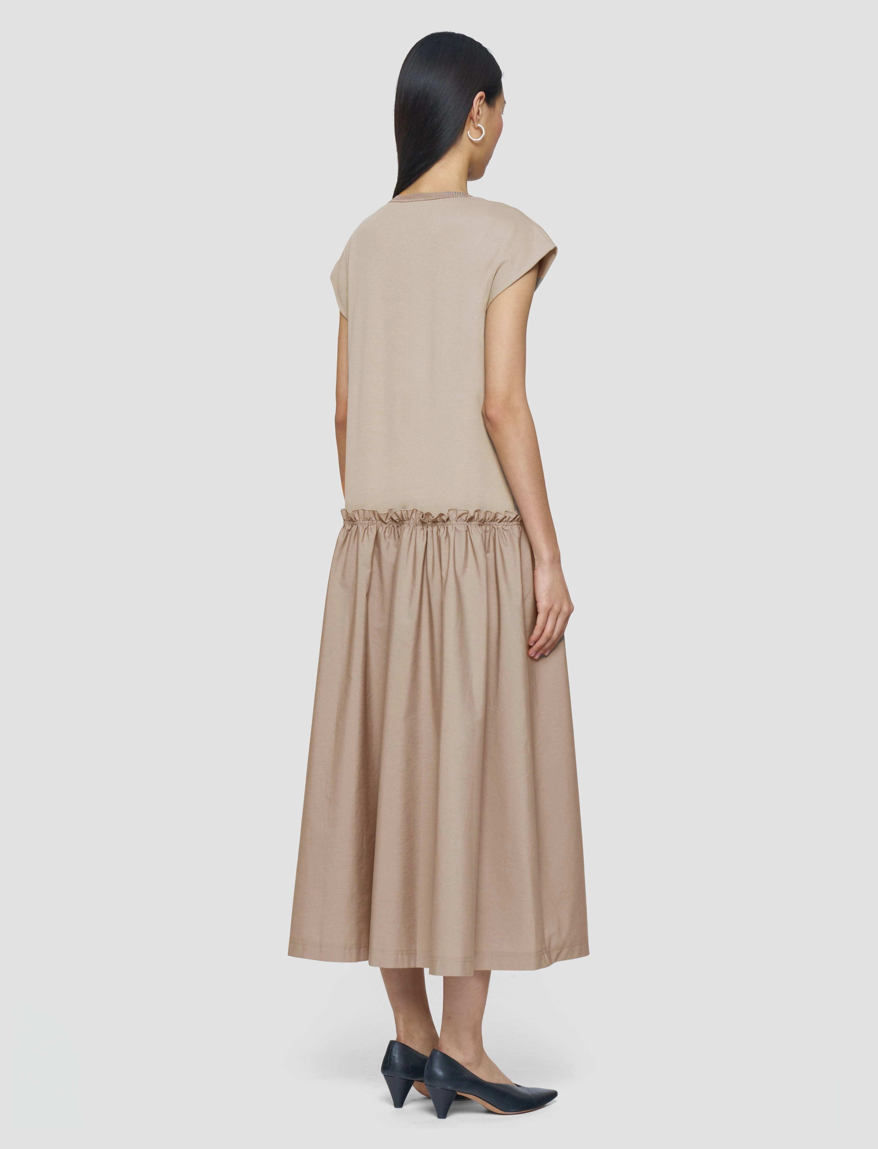 Timeless Touch Versatile Cut Cotton Poplin Jersey Dress