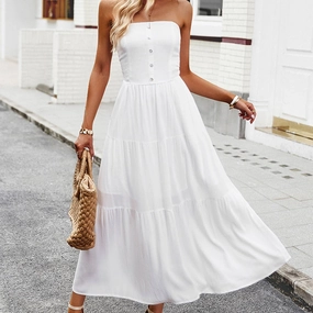 COTTON STRAPLESS DRESS_CWDMD1534 Casual Lines solo wear