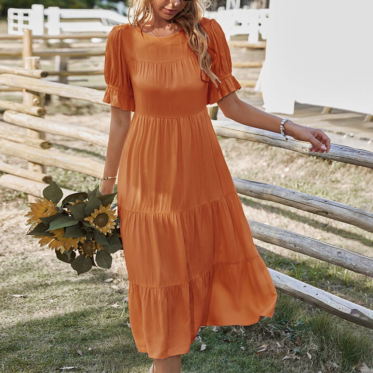 All-Purpose Comfort Subtle Detail COTTON SWING DRESS_CWDSD3407