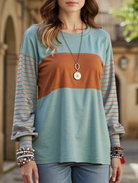 Countrycore Striped Contrast Long Sleeved T-Shirt QuickDry Texture