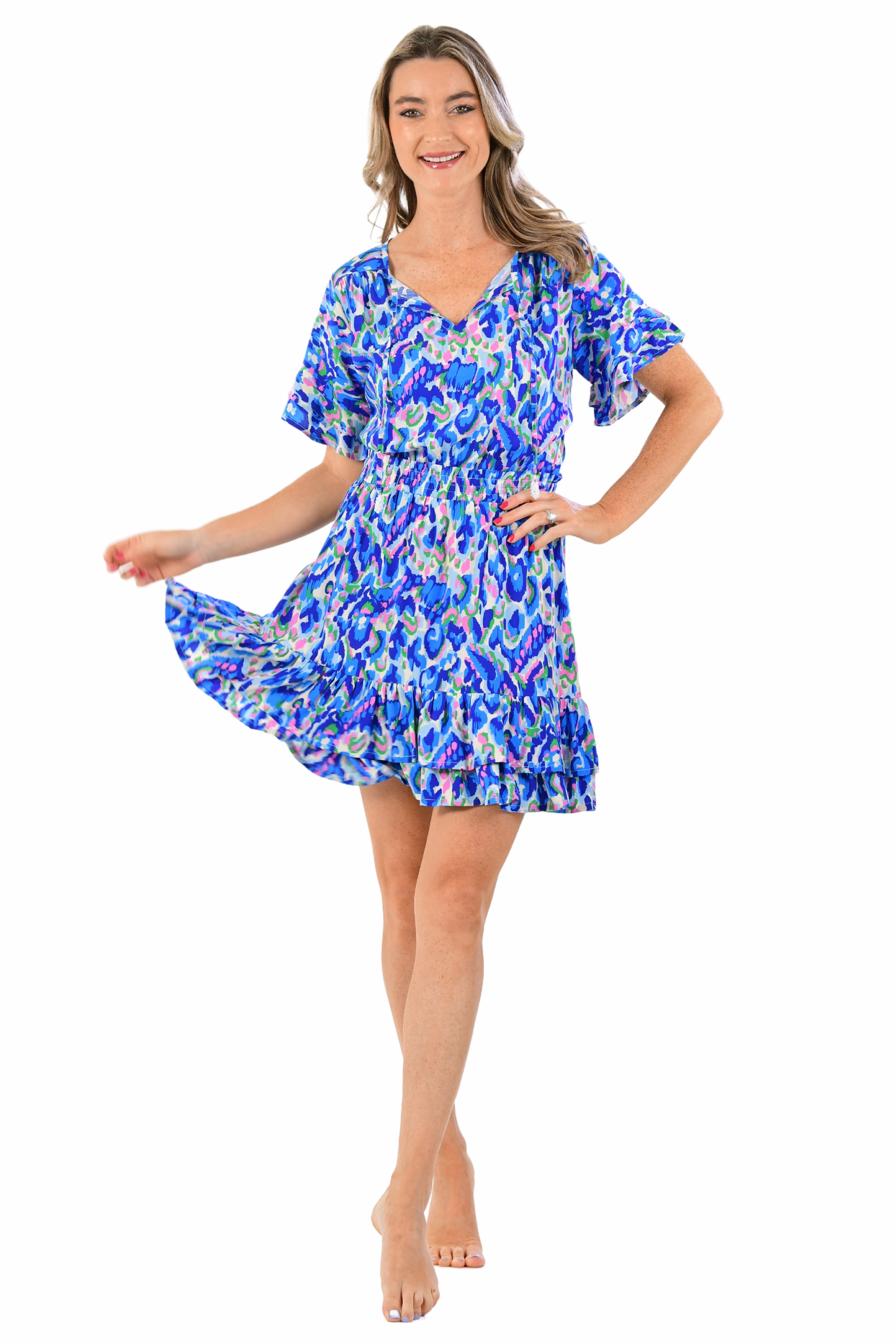 Courtney Dress / Pink-Cobalt Quick Fit Polished Fit