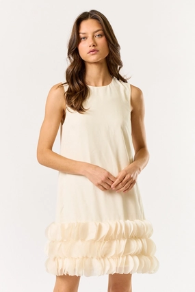 Sustainable-Lining Basic Shape Cream Petal Sleeveless Midi Dress