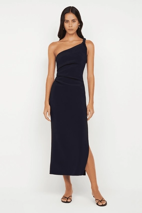 Ariven Asym Midi Dress Black High Neck