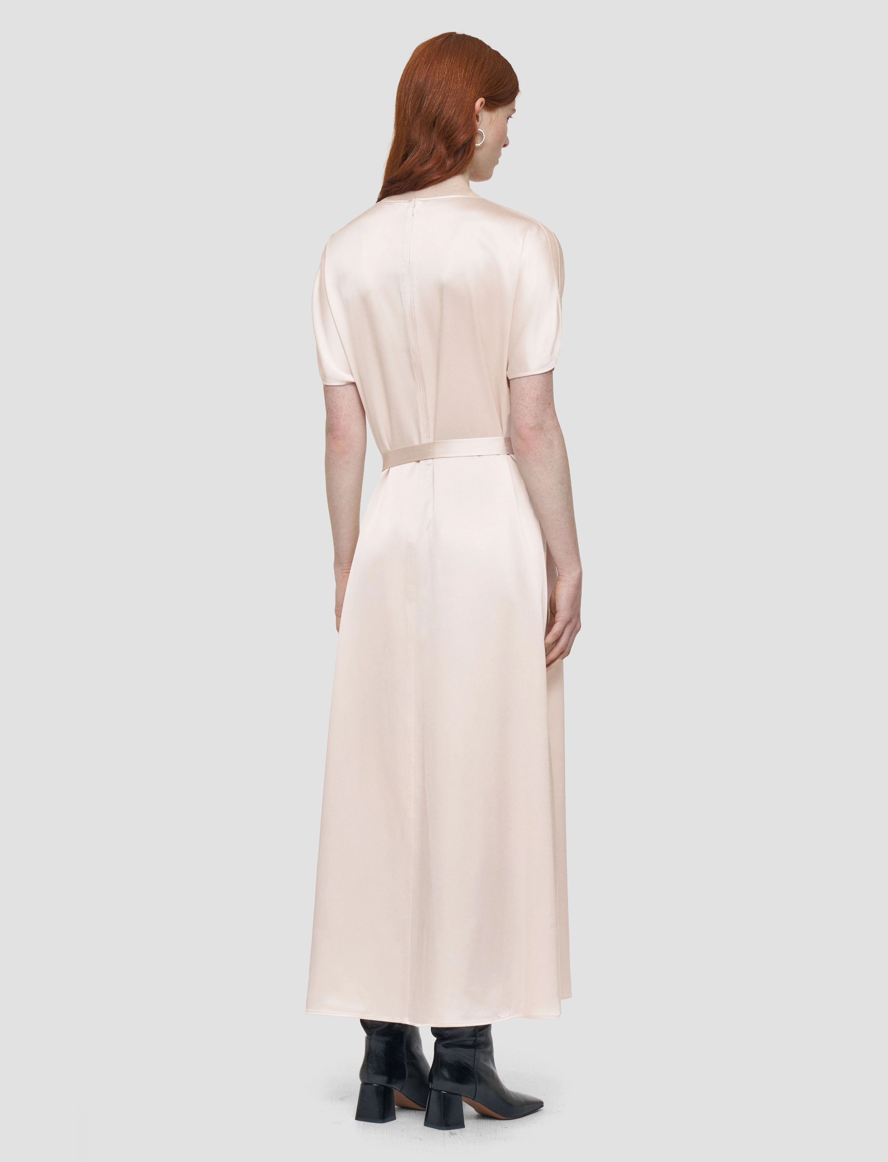 Daviel Silk Satin Dress Subtle-Print Flattering Cut