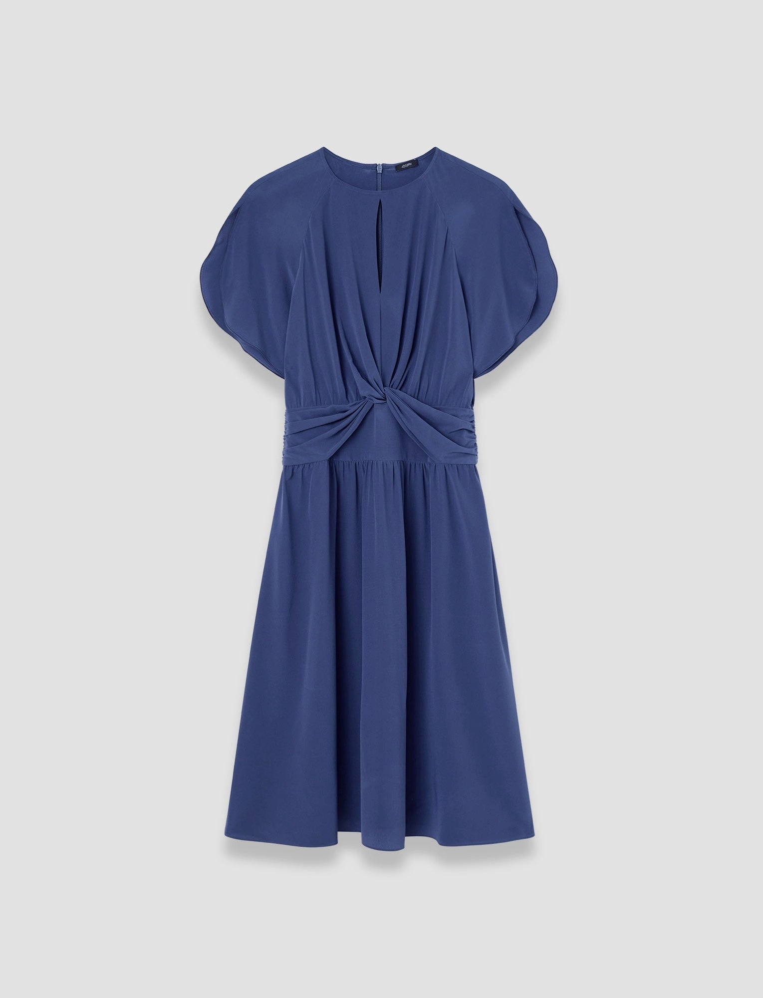 Lowri Crepe de Chine Knot Silk Dress Slit-Hem Sunset Hour