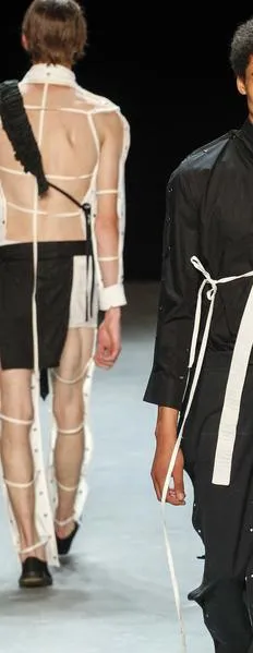 Craig Green Spring 2017 Backless White Dress Shirt with Laces