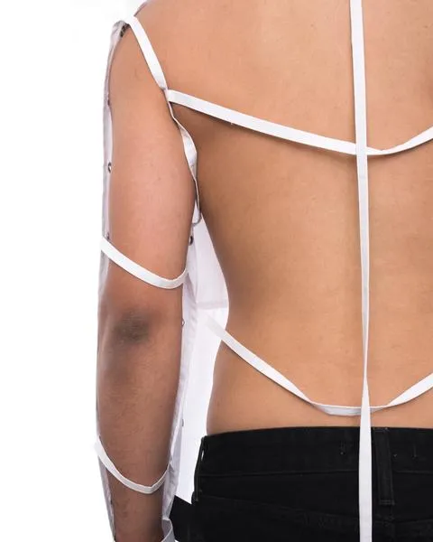 Craig Green Spring 2017 Backless White Dress Shirt with Laces