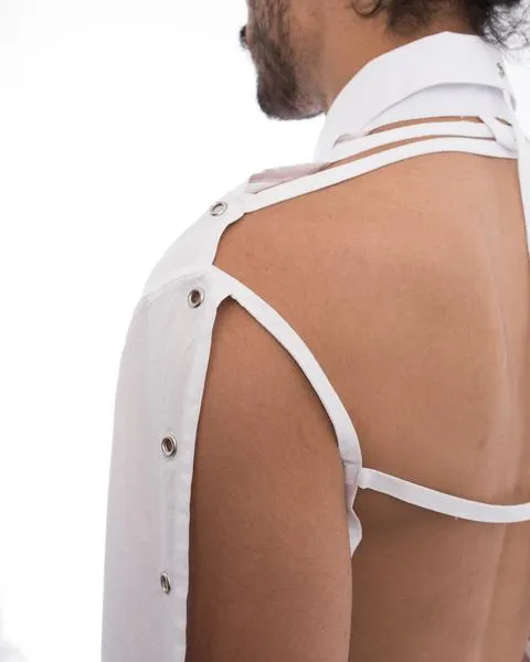 Craig Green Spring 2017 Backless White Dress Shirt with Laces