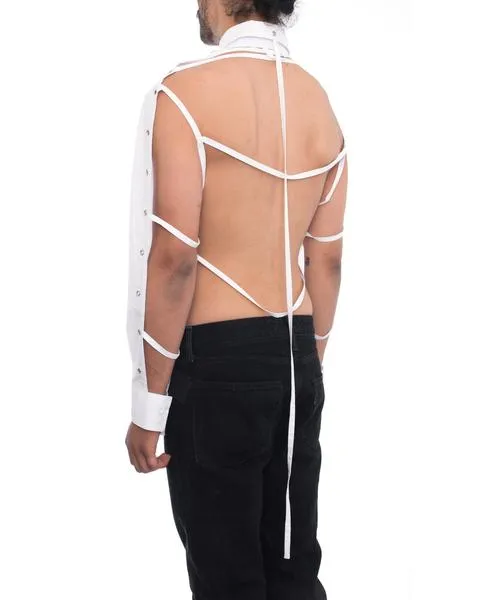 Craig Green Spring 2017 Backless White Dress Shirt with Laces