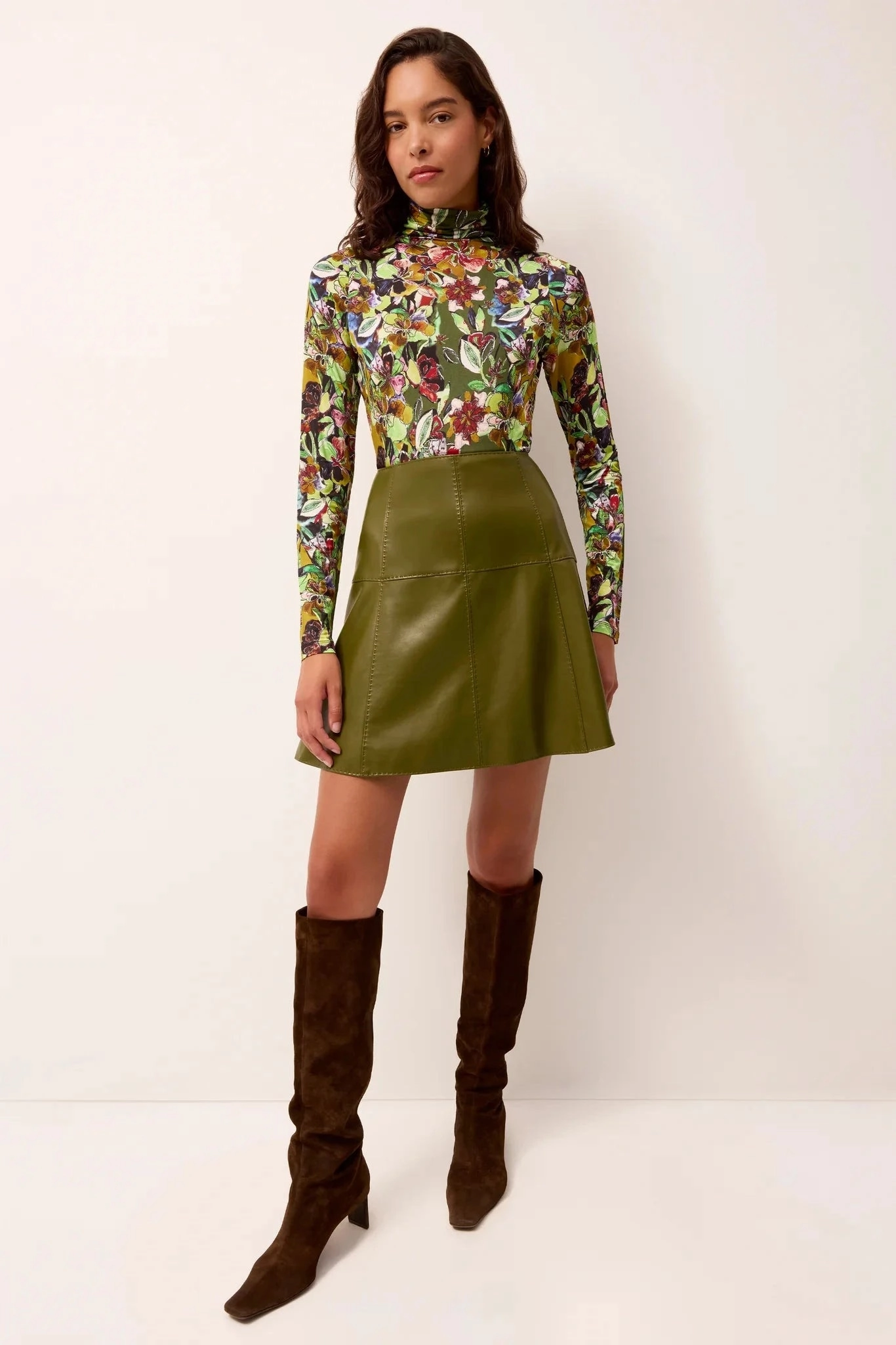 Crawford Skirt Juniper Green Animal Print gentle style