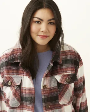 Crysta Plaid Shacket | Burgundy / Charcoal Grey
