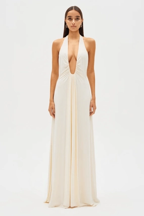 Effortless Elegance Bless Touch Jennifer Cupro Maxi Dress Ivory